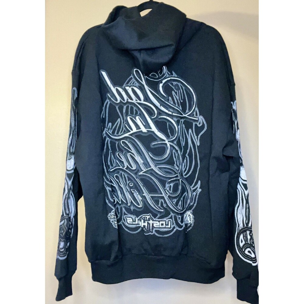Lost Hills Size 2X Sad Boyl Hoodie Double Sided Flames Sleeve Hit Goth Rock